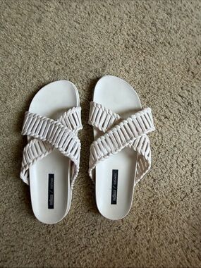 Melissa Cream Braided Cross-Over Slide Sandals